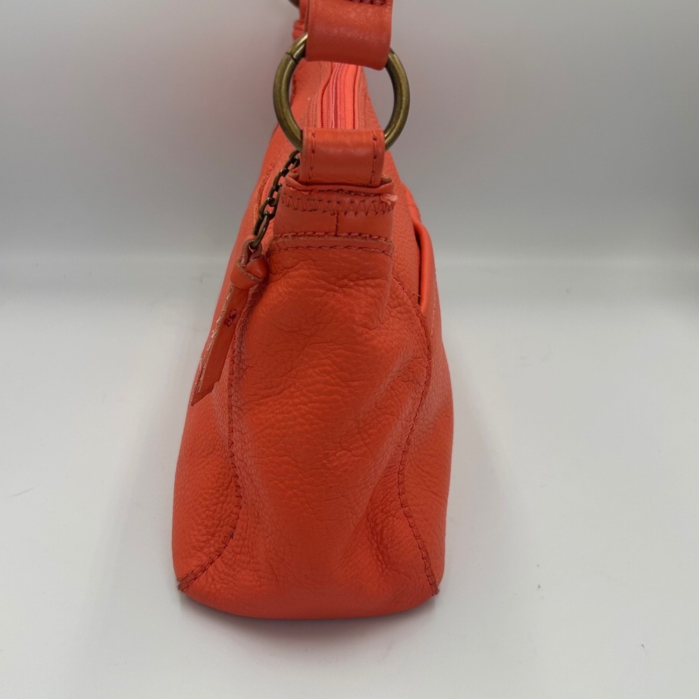 The Sak Iris Orange Pebbled Leather Shoulder Bag Hobo Zip Top 12162 - Picture 3 of 14